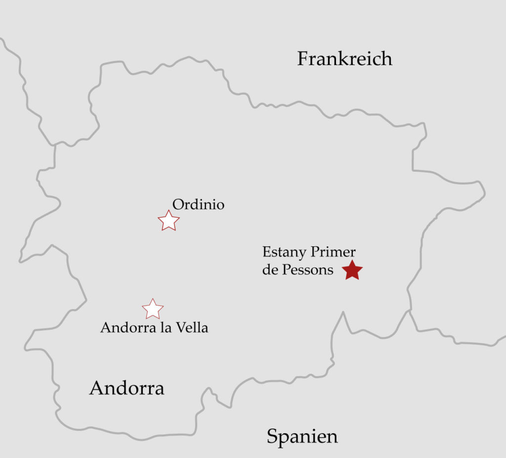 Karte Andorra Wanderroute Estany Primer de Pessons
