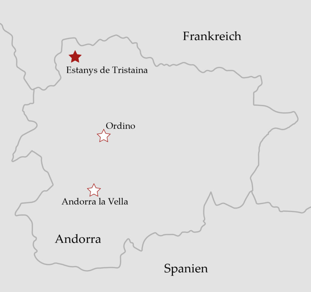 Karte Andorra Wanderroute Estanys de Tristina