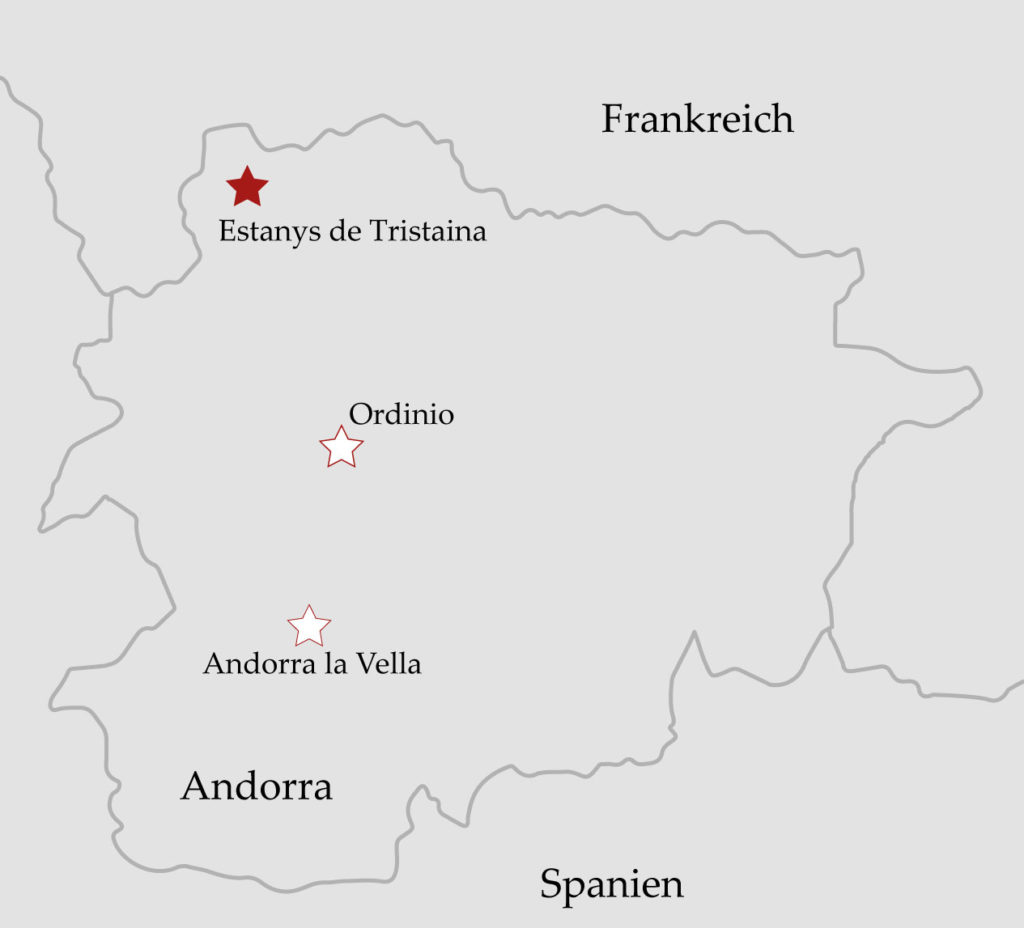 Karte Andorra Wanderroute Estanys de Tristina