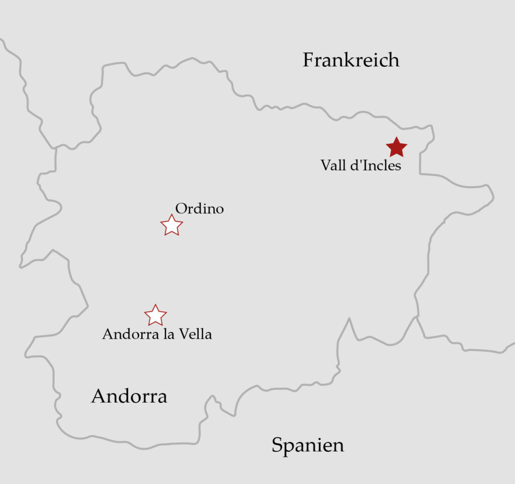 Karte Andorra WanderrouteVall d'Incles