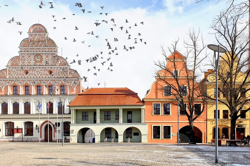 Historische Giebelhäuser am Alten Markt in Stargard (Westpommern, Polen)