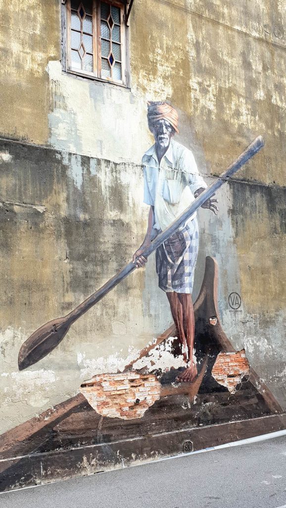 Malaysia George Town Penang Sehenswuerdigkeiten Stadtrundgang Street Art Boatman