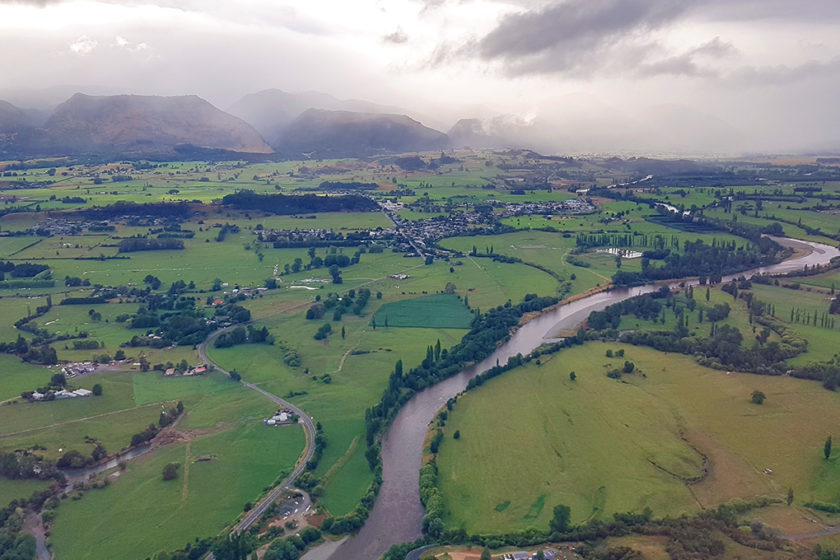 Aussicht aus dem Flugzeug über Takaka