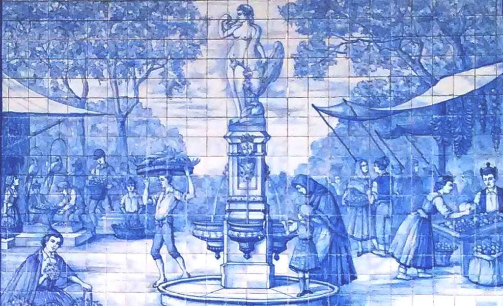 Azulejos sind blau bemalte Keramikfliesen