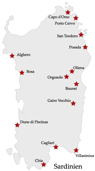 Karte von Sardinien